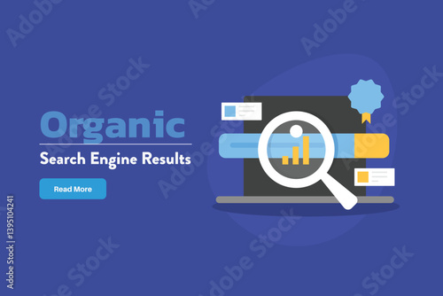 Organic Search result, Search engine optimization for organic traffic, Long tail keyword, Search engine result page concept.