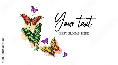 Beautiful butterfly background vector set