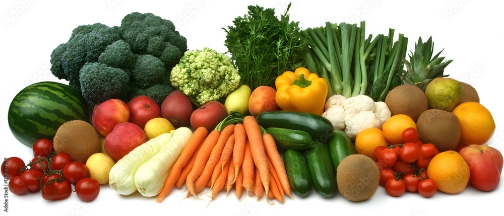 Vibrant Colorful Fruits and Vegetables Still Life Vibrant Colorful Fruits and Vegetables Still Life