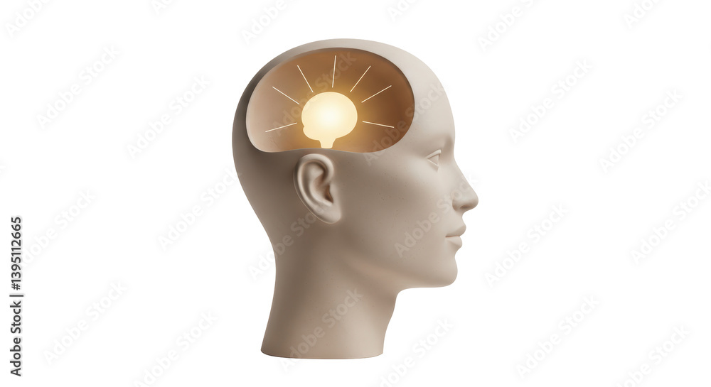 Isolated Head with Lightbulb Isolated Head with Lightbulb