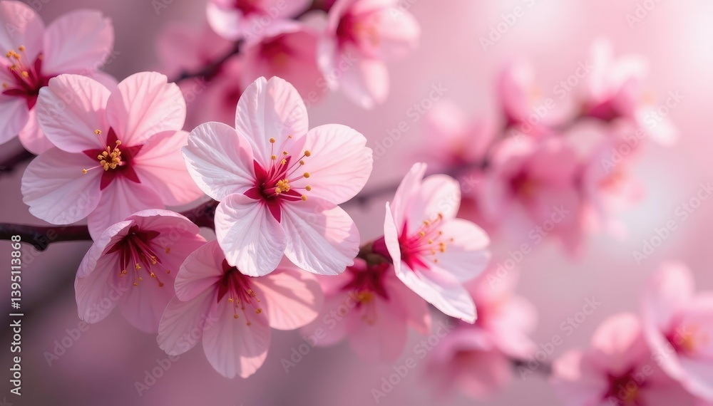 Delicate pink sakura blossoms in full bloom, cascading pattern , flower petals, delicate flowers Delicate pink sakura blossoms in full bloom, cascading pattern , flower petals, delicate flowers
