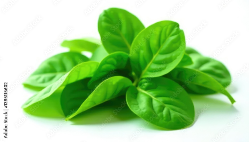 Fototapeta premium Fresh spinach leaves isolated on white background, white, isolated, spinach