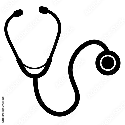 Stethoscope Vector Silhouette Icon – Medical Equipment for Doctors to Examine Patient Health, Diagnose Illness, Used in Hospitals for Healthcare and Disease Testing – Stethoscope Clipart