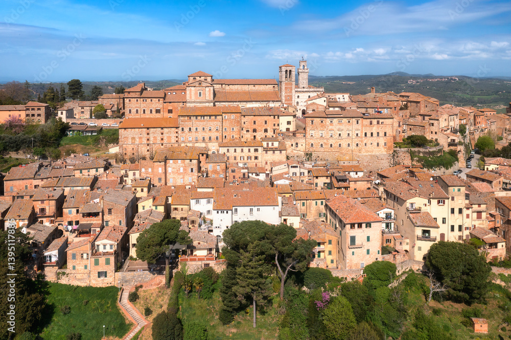 Historical Montepulciano hill town in Tuscany, Italy