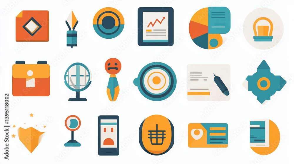 Flat design business icons vector set for web and app ui design elements and marketing materials use case Flat design business icons vector set for web and app ui design elements and marketing materials use case