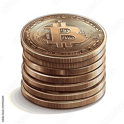 Stack of Gold Bitcoin Cryptocurrency Coins