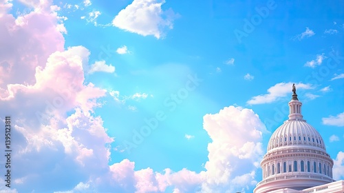 Majestic Capitol Dome Under Beautiful Blue Sky with Soft Clouds