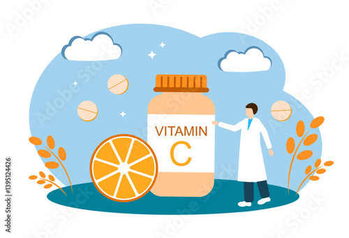 Vitamin C. Health care and medicine. Doctor's recommendations, vitamin deficiency