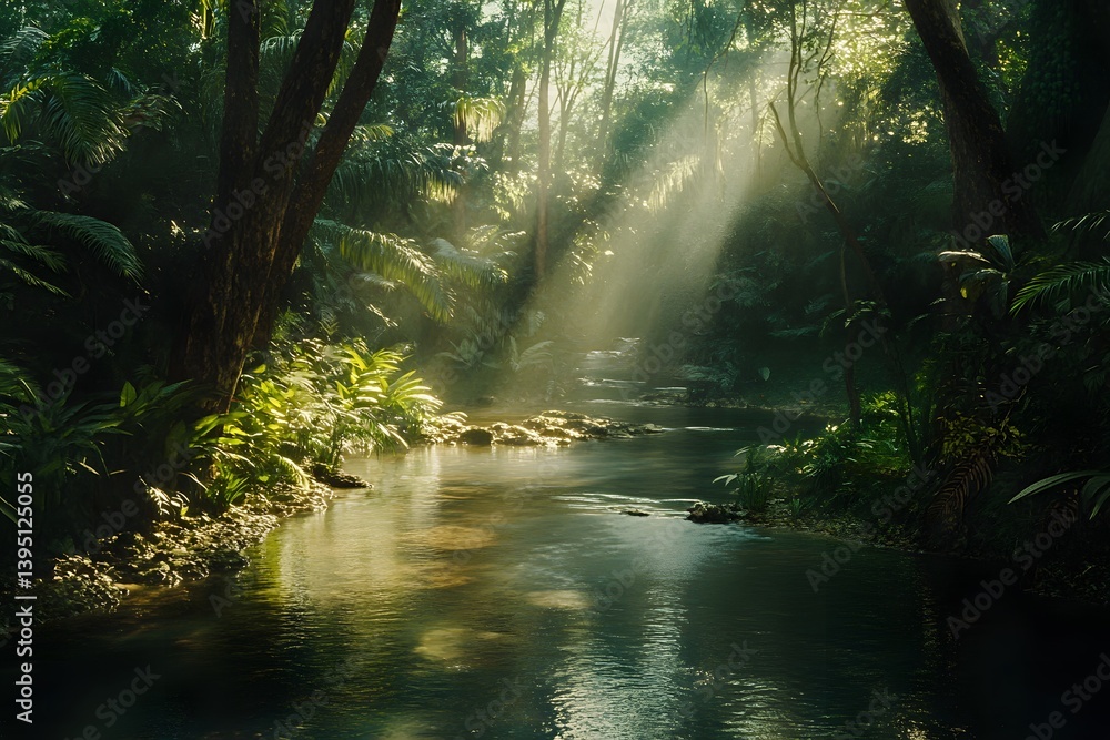 Fototapeta premium Nature Scene with Gentle Rainforest