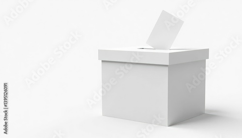 Single ballot box isolated on pure white background , democratic process, submission