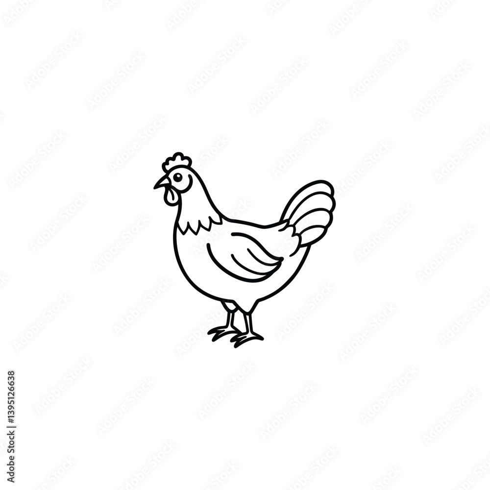 chicken bird line art on white background chicken bird line art on white background