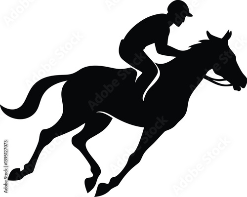 Horse Racing Silhouette with Jockey | Dynamic Equestrian Vector Art