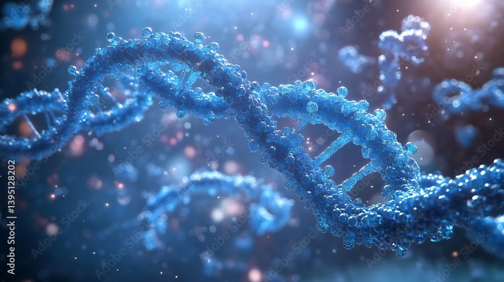 Dna protein interaction transcription factor molecular visualization sci fi blue accents Dna protein interaction transcription factor molecular visualization sci fi blue accents