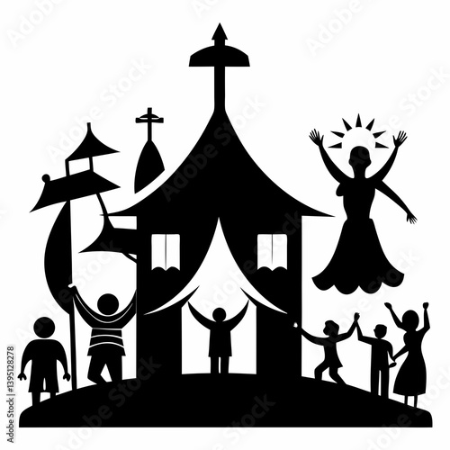 Christian festival silhouette vector illustration