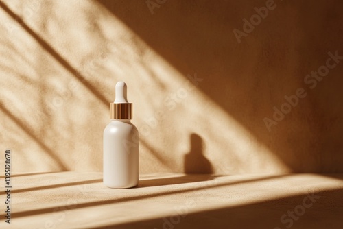 Obraz na płótnie Cosmetic Serum Bottle with Dropper in Neutral Setting with Light w salonie