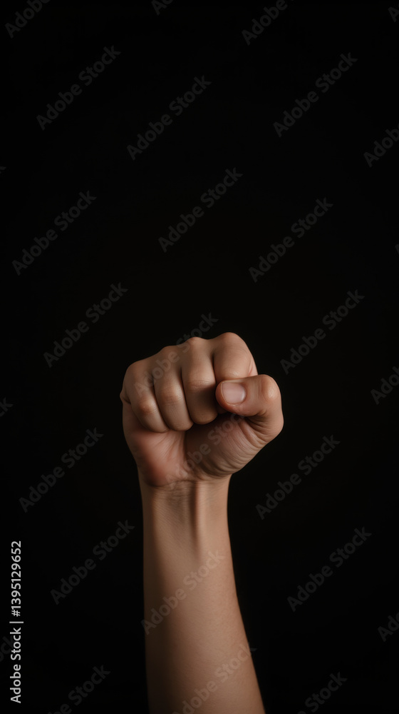 raised fist symbolizes strength, unity, and resistance against oppression, set against dark background raised fist symbolizes strength, unity, and resistance against oppression, set against dark background