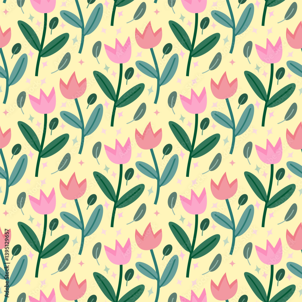 seamless pattern with pink flowers seamless pattern with pink flowers