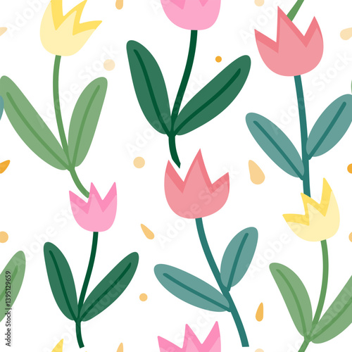 seamless background with tulips