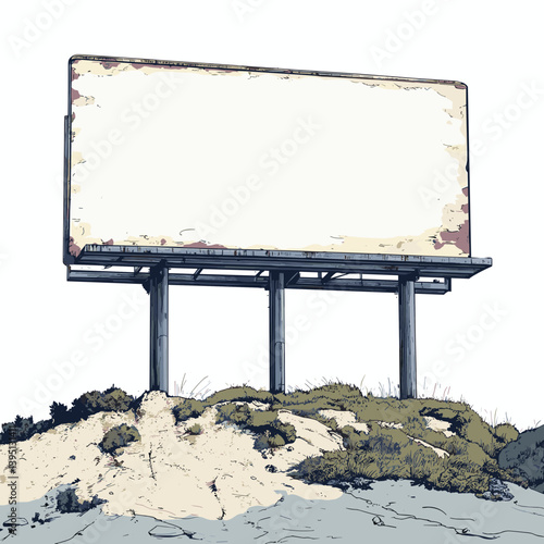 Blank Billboard on Sandy Dune