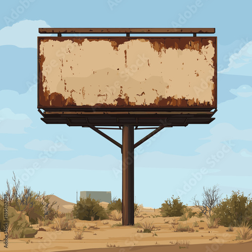 Rusty Billboard in a Desert Landscape