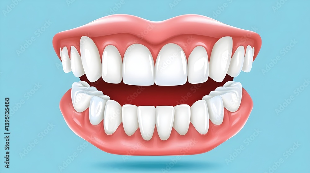 Obraz premium A close-up image of a perfect white smile, symbolizing dental health. Concepts : Dental aesthetics, oral hygiene, healthy smile, cosmetic dentistry, dental care, professional oral treatment, dental ma