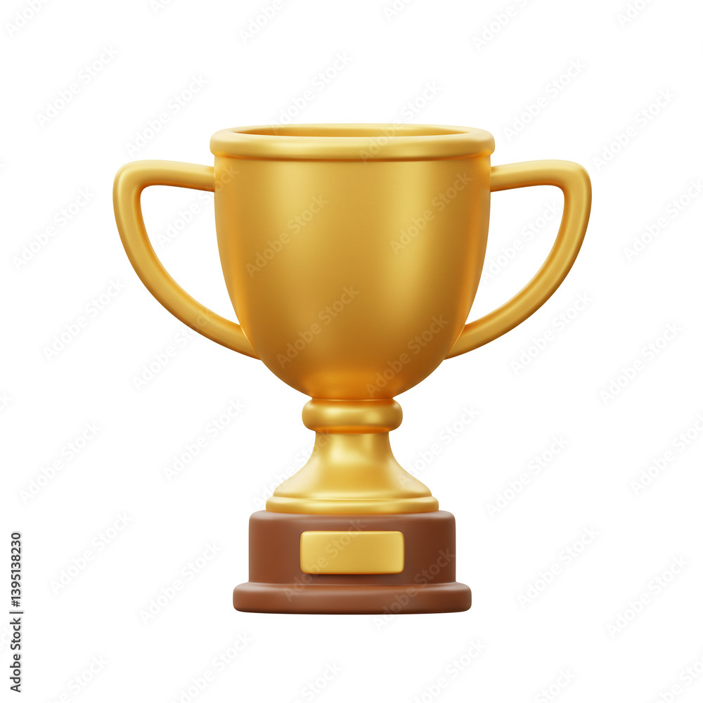 Golden Trophy with Success, Award, and 3D render. Golden Trophy with Success, Award, and 3D render.