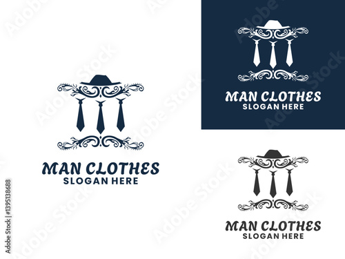 Masculine Suit Gentleman Fashion Clothes Vintage Classic Logo design. Man Clothes Retro logo design element template