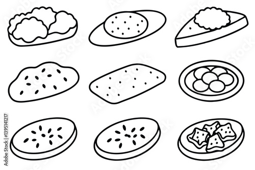bruschetta line art representation of crispy bread