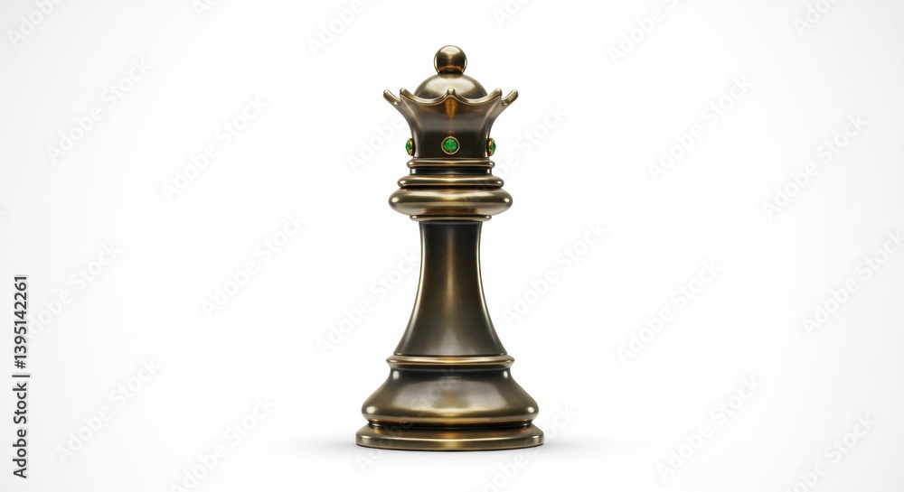 Sleek and Modern Queen Chess Piece Insignia with Jewel-Encrusted Crown Sleek and Modern Queen Chess Piece Insignia with Jewel-Encrusted Crown