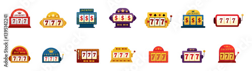 Lucky icons set simple vector. Casino slot vector s