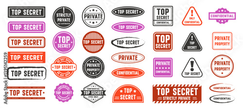 Set of grunge top secret seal