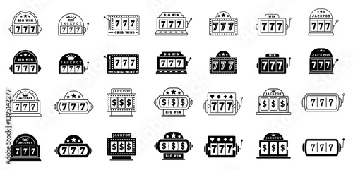 Lucky icons set simple vector. Casino slot vector s