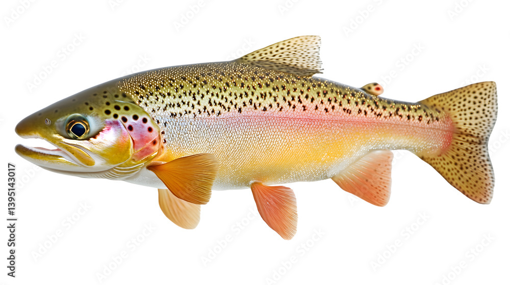 Fototapeta premium Majestic Trout Fish Swimming Alone on Transparent Background for Creative Designs