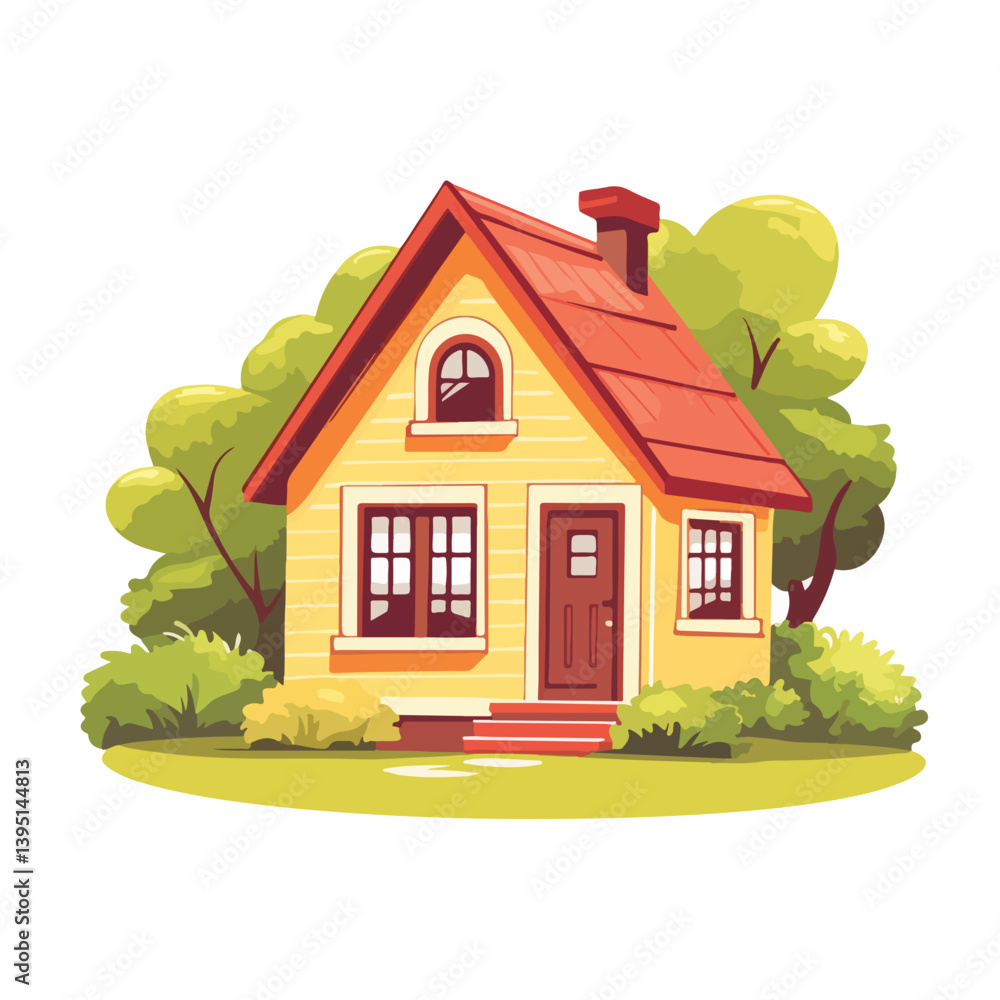 Naklejka premium Tiny House in a Forest vector illustration