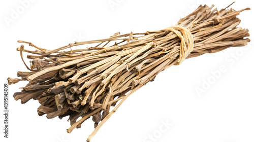 Dried Vetiver Roots on Transparent Background - Natural and Textured Plant Material Photography