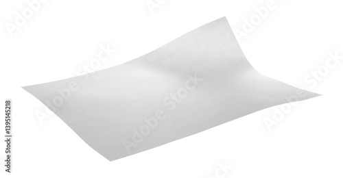 Fototapeta Naklejka Na Ścianę i Meble -  White paper flying, sheet falls and twists isolated on white, clipping path