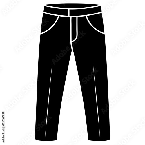 Black male pant silhouette vector isolated on white background