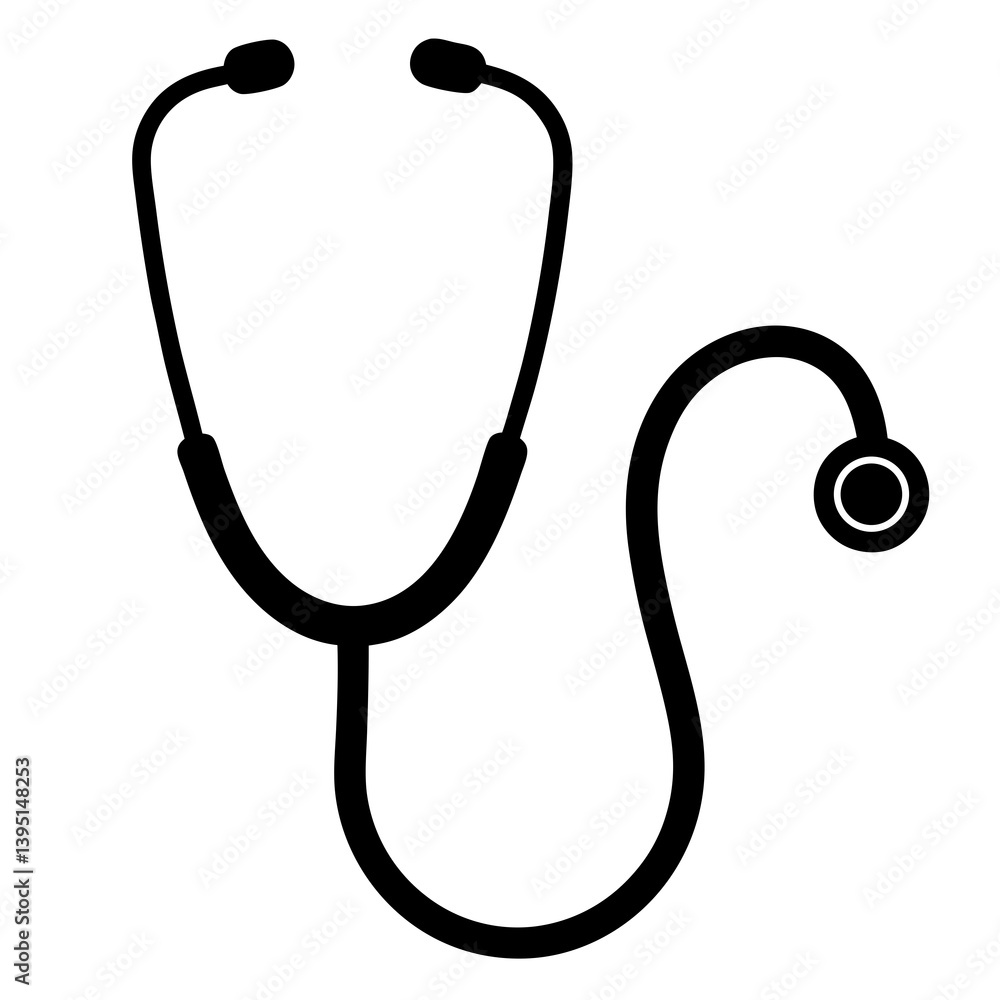 stethoscope silhouette vector isolated on white background stethoscope silhouette vector isolated on white background