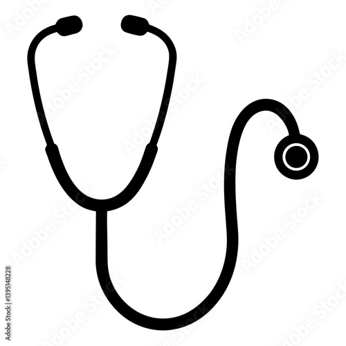 stethoscope silhouette vector isolated on white background