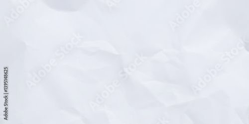 White clean crumpled paper background. Horizontal crumpled empty paper template for posters and banners. Vector illustration