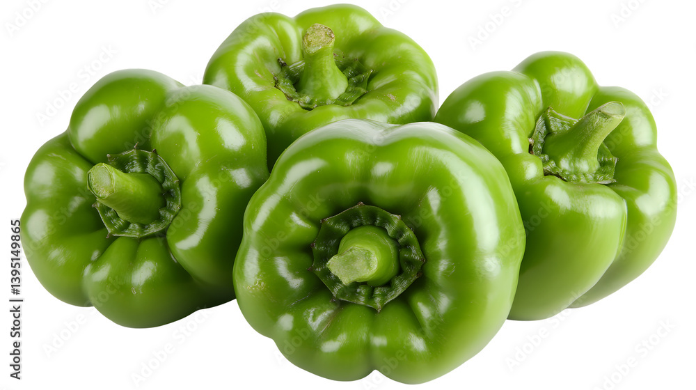 Fresh Green Bell Pepper Isolated on Transparent Background - High-Quality Stock Photo for Professionals Fresh Green Bell Pepper Isolated on Transparent Background - High-Quality Stock Photo for Professionals