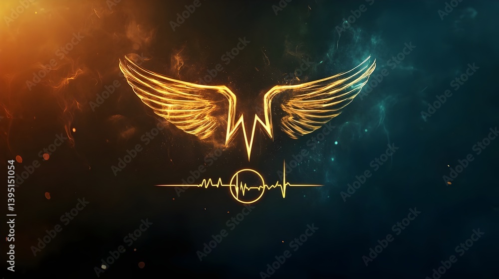 Obraz premium Healthcare hero logo with EKG line and stethoscope. oncepts : Healthcare workers, medical heroes, stethoscope, EKG heartbeat line, gratitude, medical profession, health branding. 