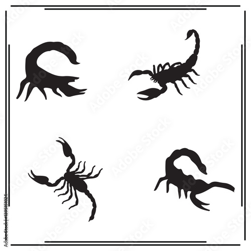 Scorpion silhouette, Scorpion illustration , Scorpion clipart, Scorpion vector ,Scorpion icon , black Scorpion, Scorpion illustration on white background, Scorpion vector illustration ,