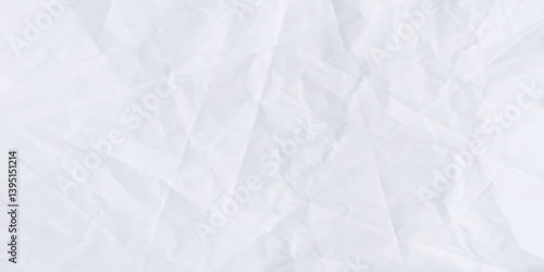 White clean crumpled paper background. Horizontal white crumpled and creased paper poster texture background. Vector illustration