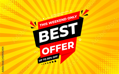Best Offer sale banner vector template. Offer banner. Sale offer and discounts background, Offer Promotion marketing poster design for web and Social. Vector Illustration.