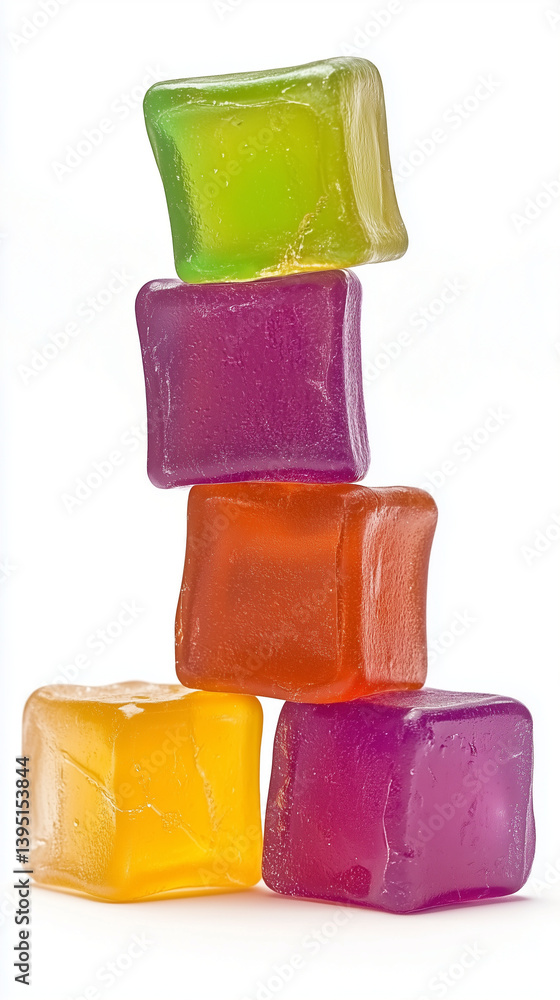 Realistic plastic figurines of jelly cubes, isolated, closeup
Realistic plastic figurines of jelly cubes, isolated, closeup