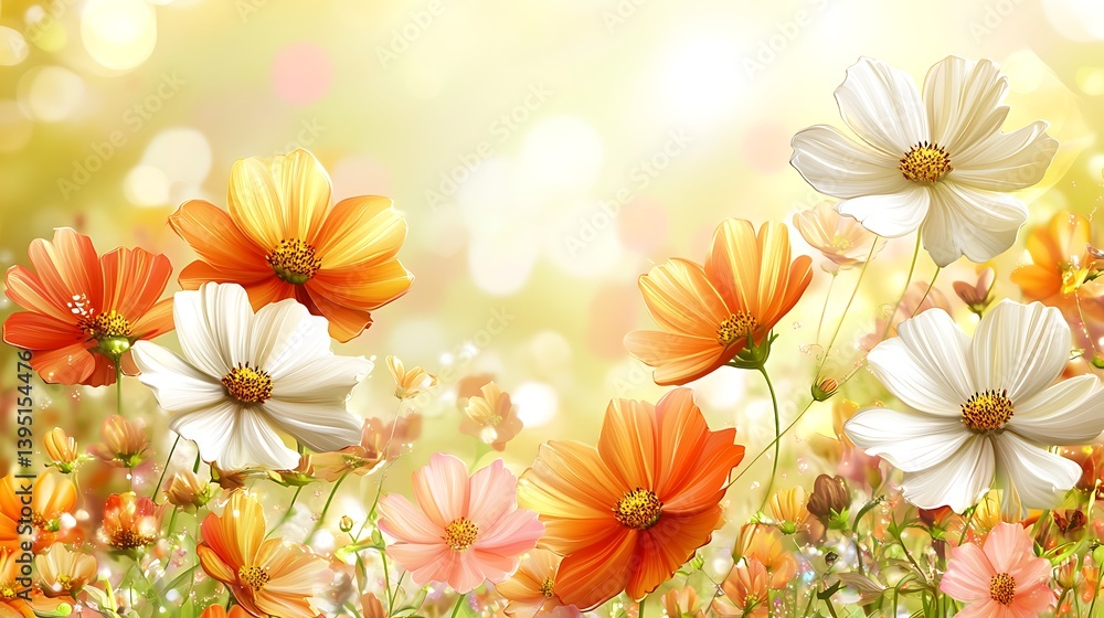 Naklejka premium Colorful Cosmos Garden