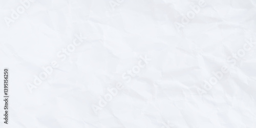 White clean crumpled paper background. Horizontal crumpled empty paper template. Abstract white paper texture for background. Crumpled paper texture background. texture for add text or graphic design.