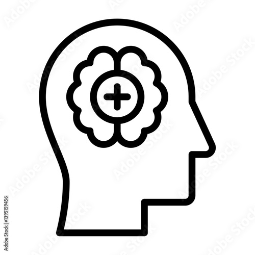 mental health outline icon. brain health black line illustration.