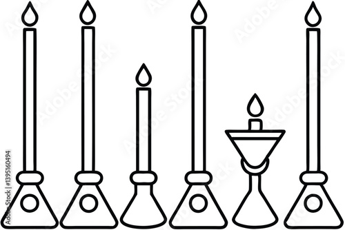 Bunsen burner line art image for lab experiments